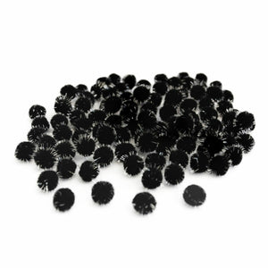 12mm Pom Poms 1.2cm - Black Glitter 100 Pack