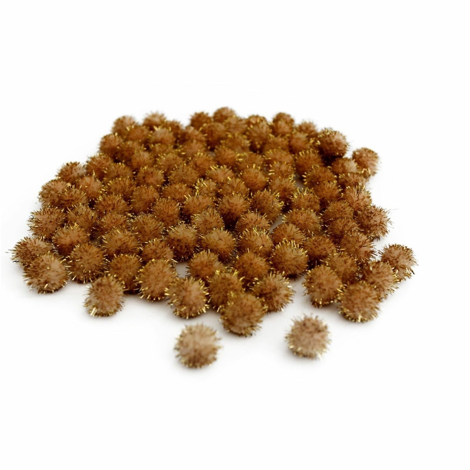 12mm Pom Poms 1.2cm - Gold Glitter 100 Pack