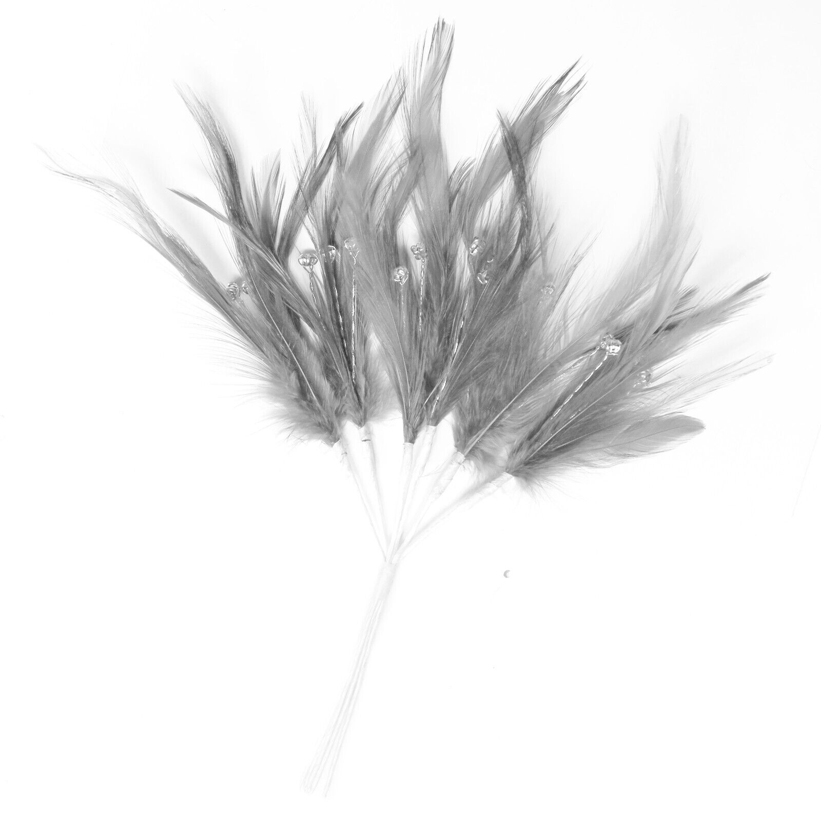 Grey Diamante Feather