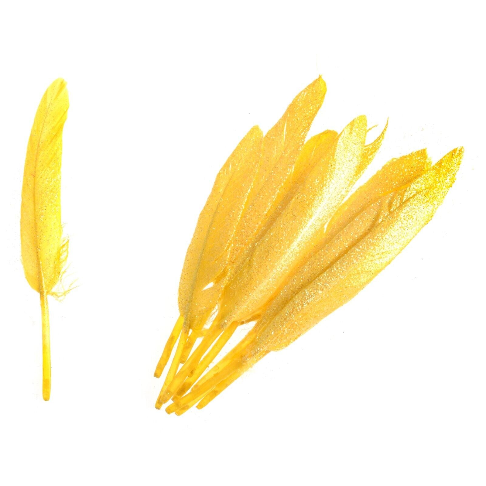 Yellow Glitter Duck Feather