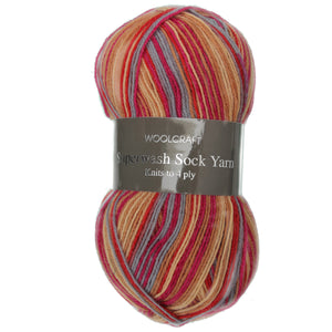 Woolcraft Superwash Sock Yarn 4Ply 100g - Sunset