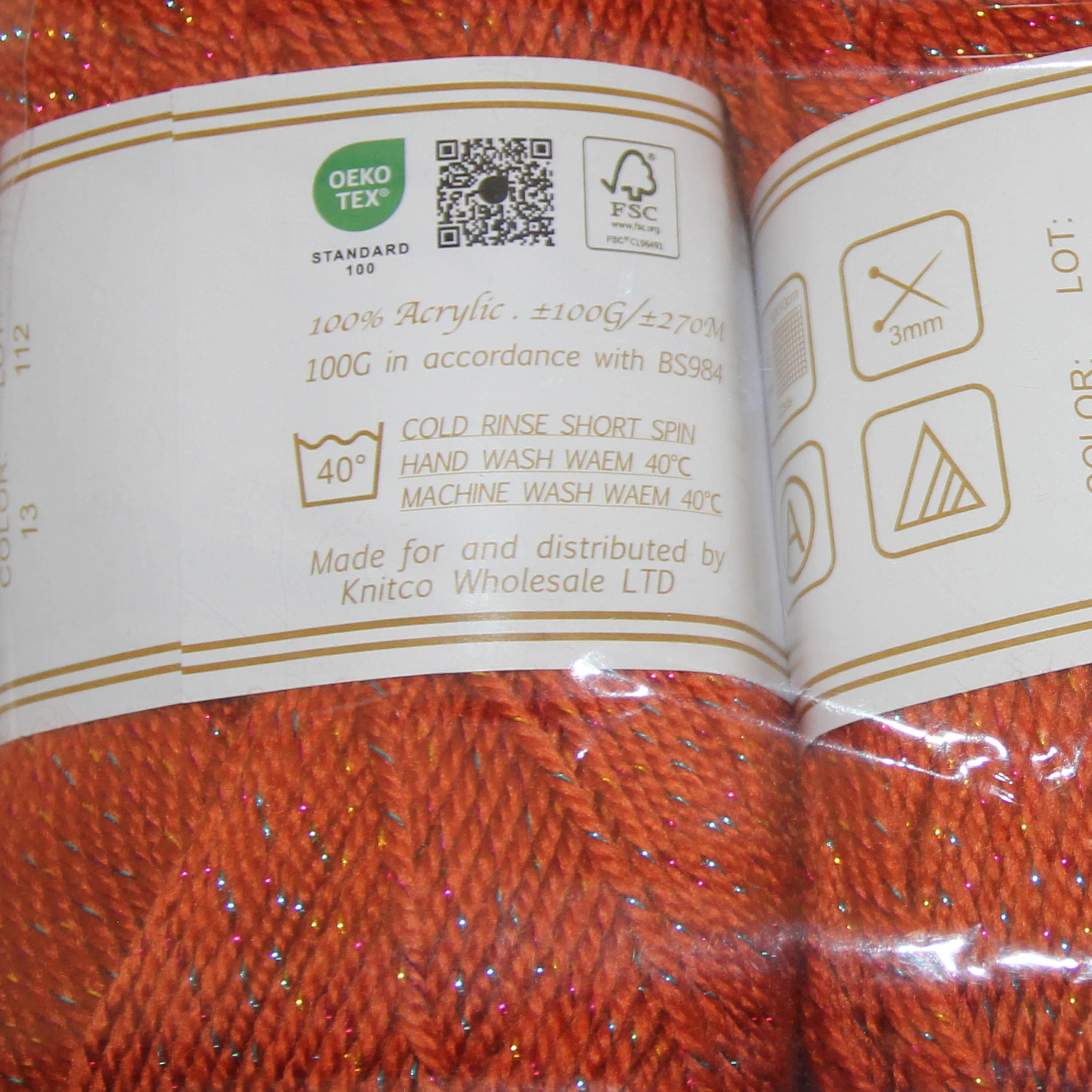 Knit co Glittery PACK OF 5 Yarn / Glitter DK - 100g