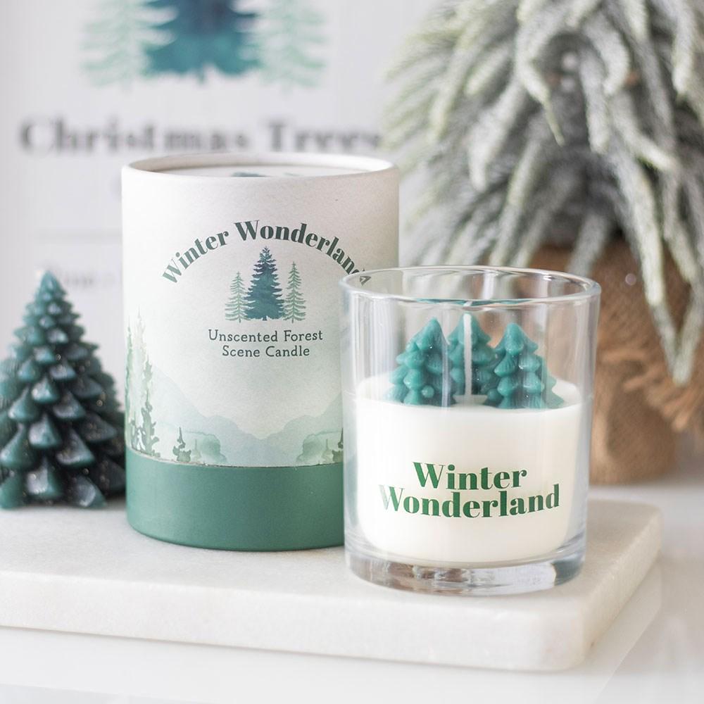 Winter Wonderland Candle With Tree Scene