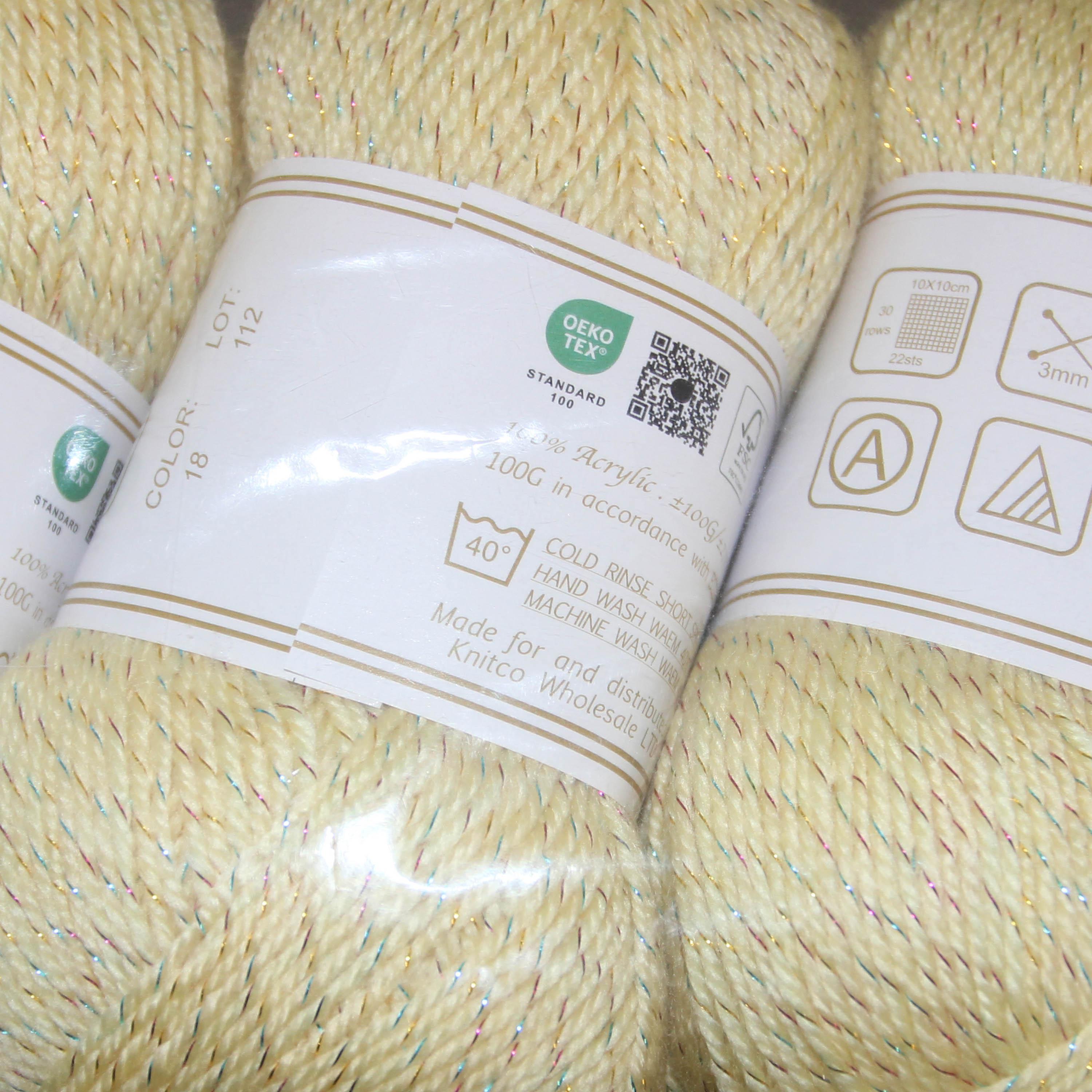 Knit co Glittery PACK OF 5 Yarn / Glitter DK - 100g