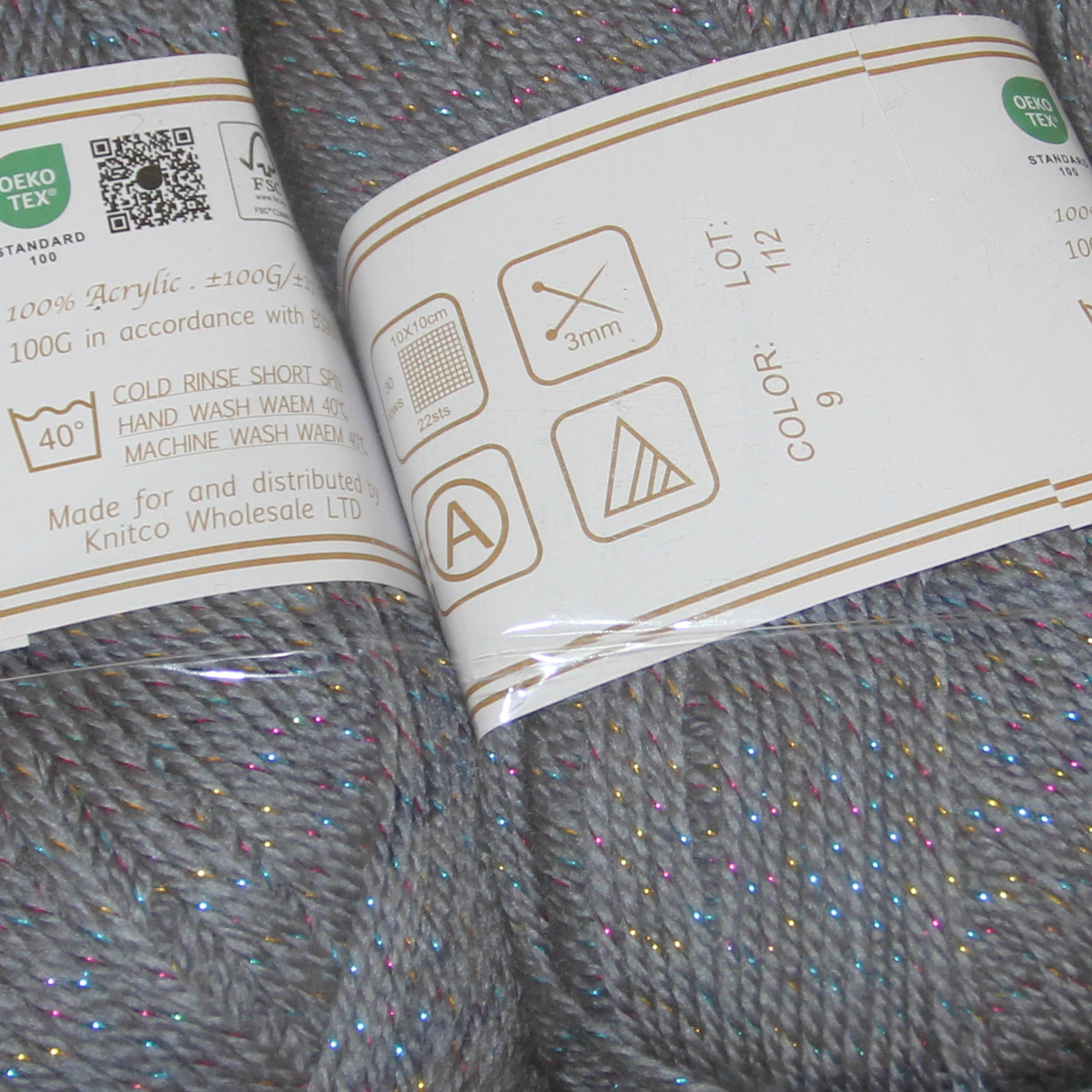 Knit co Glittery PACK OF 5 Yarn / Glitter DK - 100g