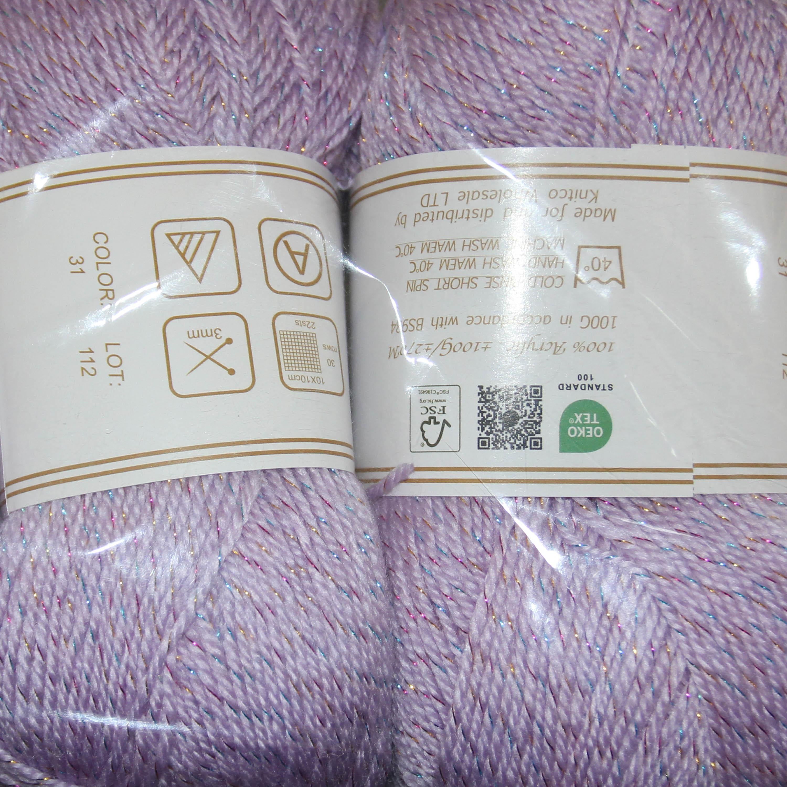 Knit co Glittery PACK OF 5 Yarn / Glitter DK - 100g