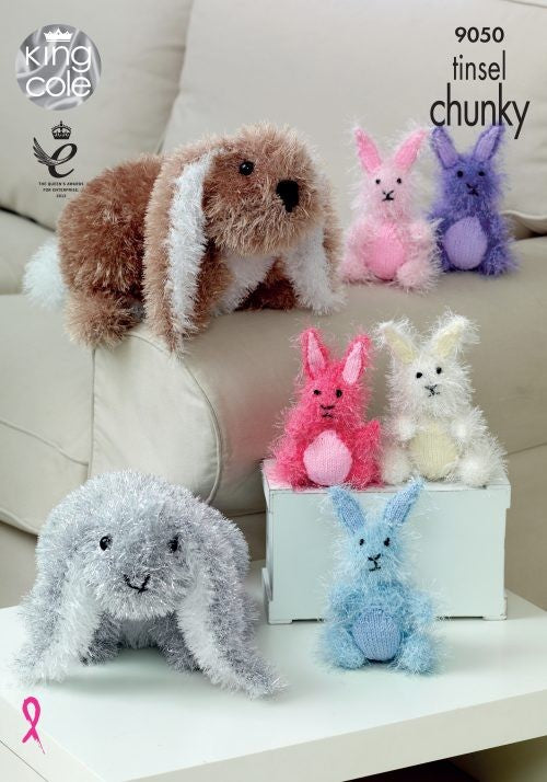 King Cole / TINSEL CHUNKY KNITTING PATTERN - 9050 Rabbits