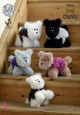 King Cole / TINSEL CHUNKY KNITTING PATTERN - 9056 Dogs