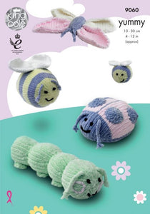 King Cole YUMMY KNITTING PATTERNS - 9060 Butterfly / Bee / Ladybird