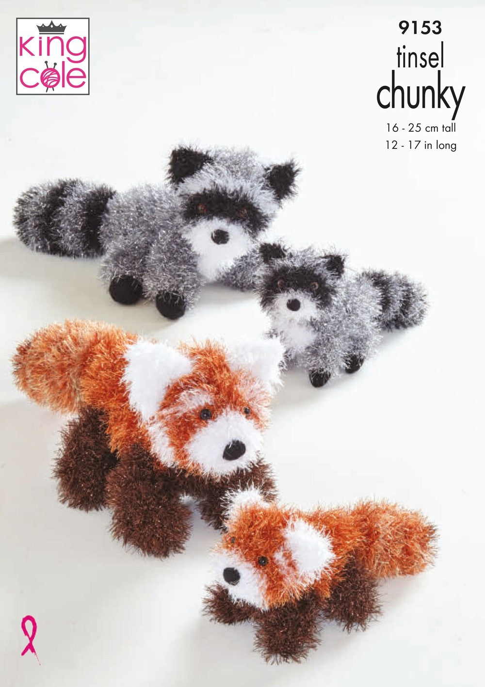 King Cole / TINSEL CHUNKY KNITTING PATTERN - 9153 Red Panda / Racoon