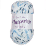 James C. Brett Flutterby Pattern Chenille Chunky - B13 Blue / Grey Spot
