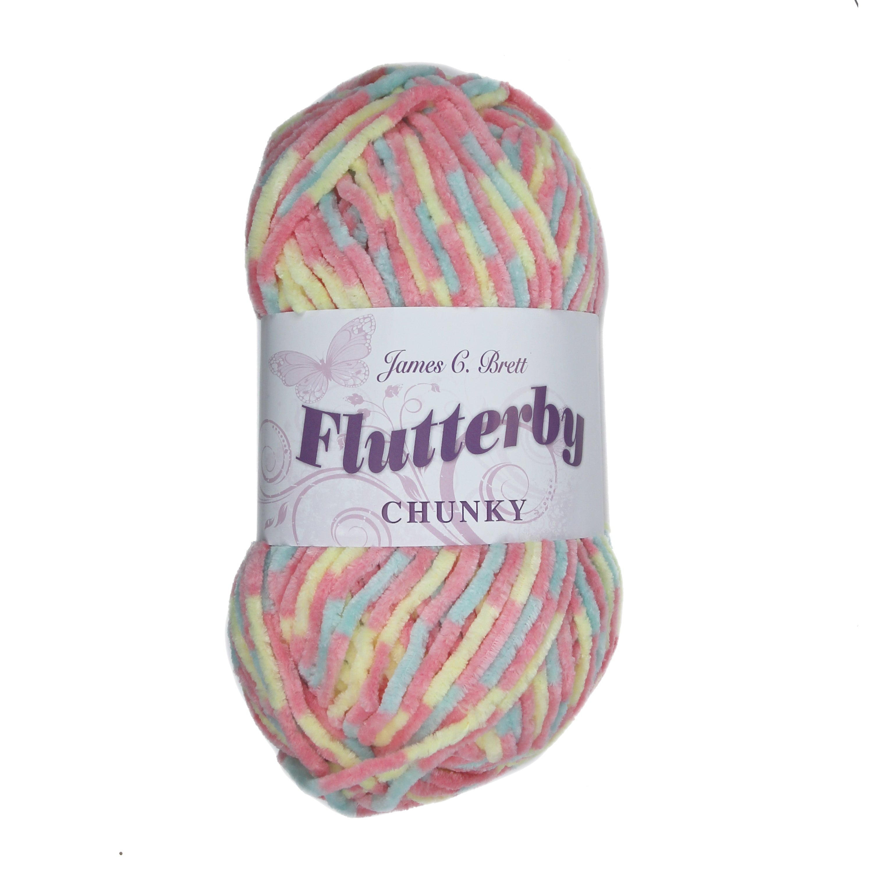 James C. Brett Flutterby Pattern Chenille Chunky - B39 Tutti Frutti