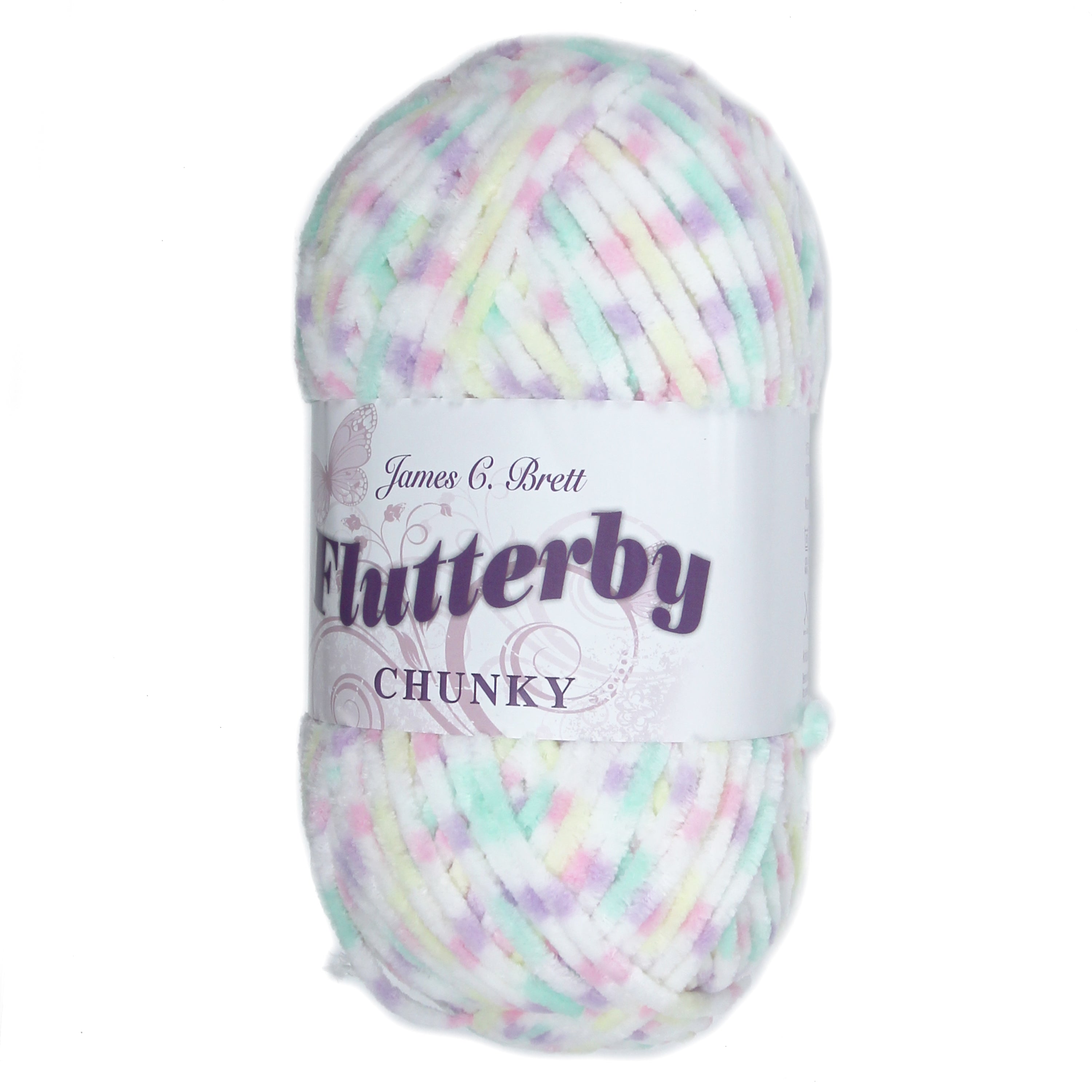James C. Brett Flutterby Pattern Chenille Chunky - B42 Unicorn
