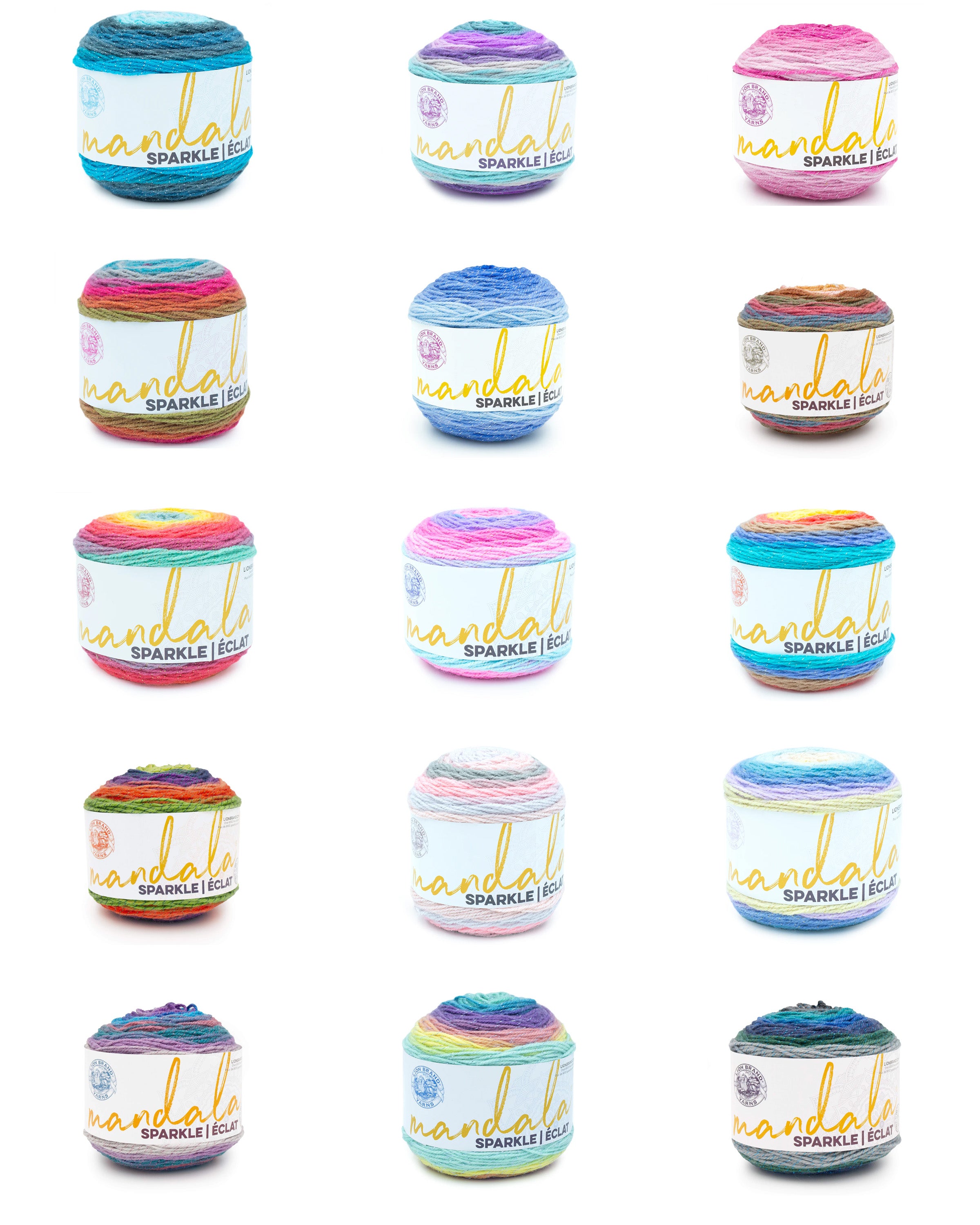 Lion Brand Mandala® Sparkle Yarn - 100g - 300m -  98% Acrylic - 2% Metallic Polyester