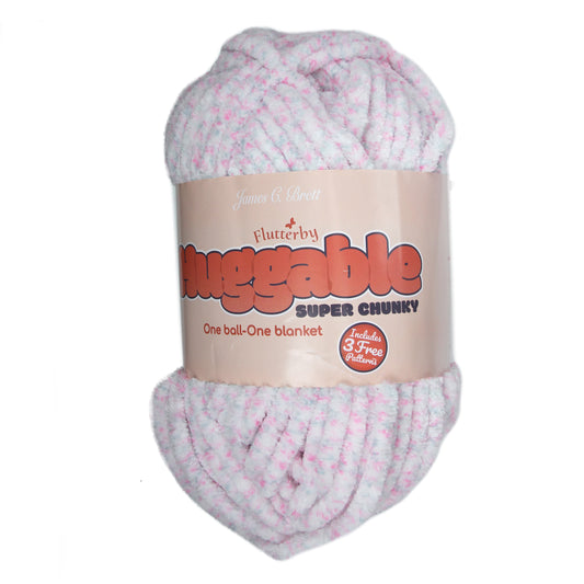 James C. Brett HUGGABLE Chenille Super Chunky: UG11 Pink Print