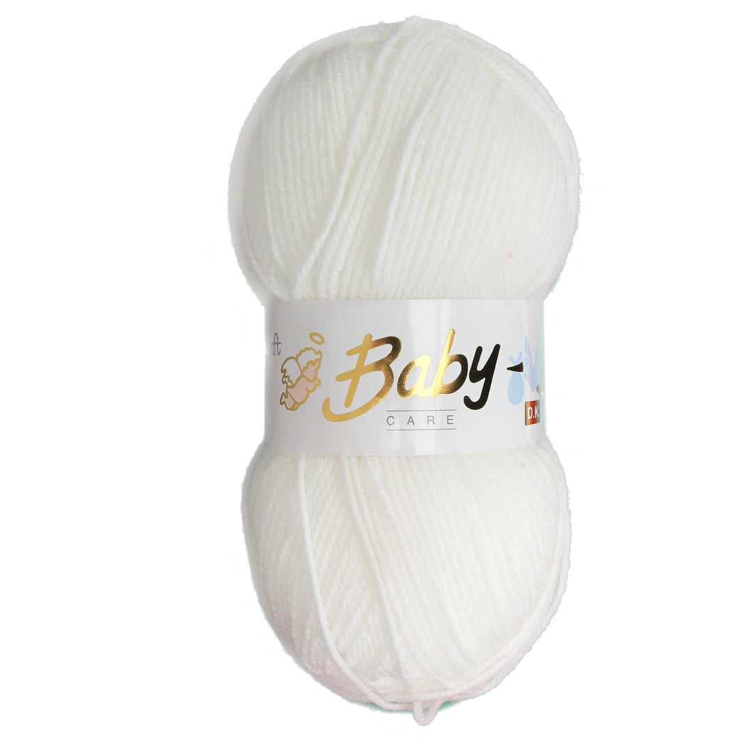 Woolcraft BABY CARE DK Soft Knitting Wool / Yarn - 100g Ball - White