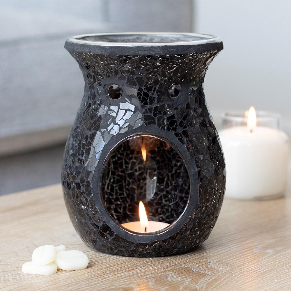 Large Black Crackle Oil Burner And Wax Warmer