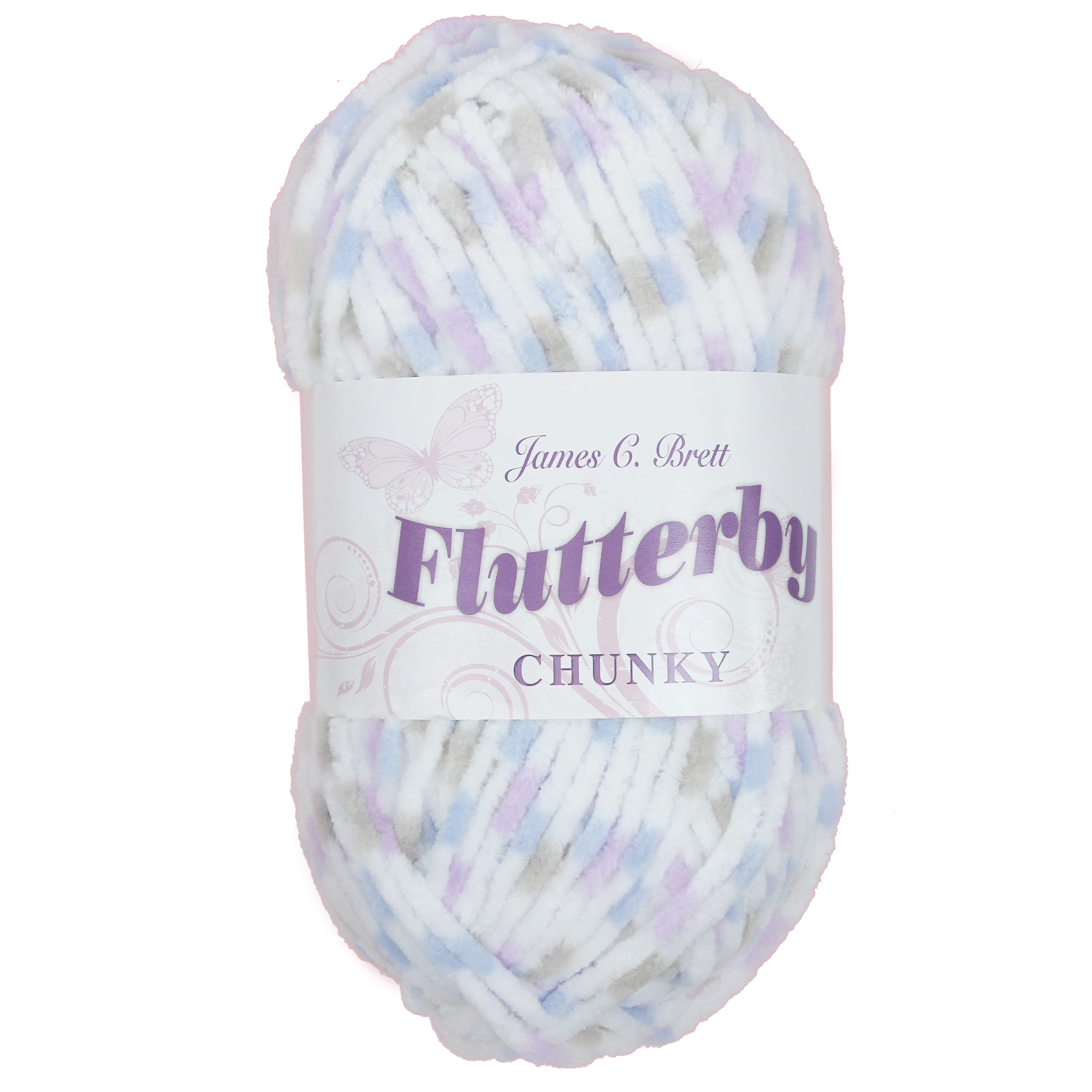 James C. Brett Flutterby Pattern Chenille Chunky - B08 Blue / Mint Spot