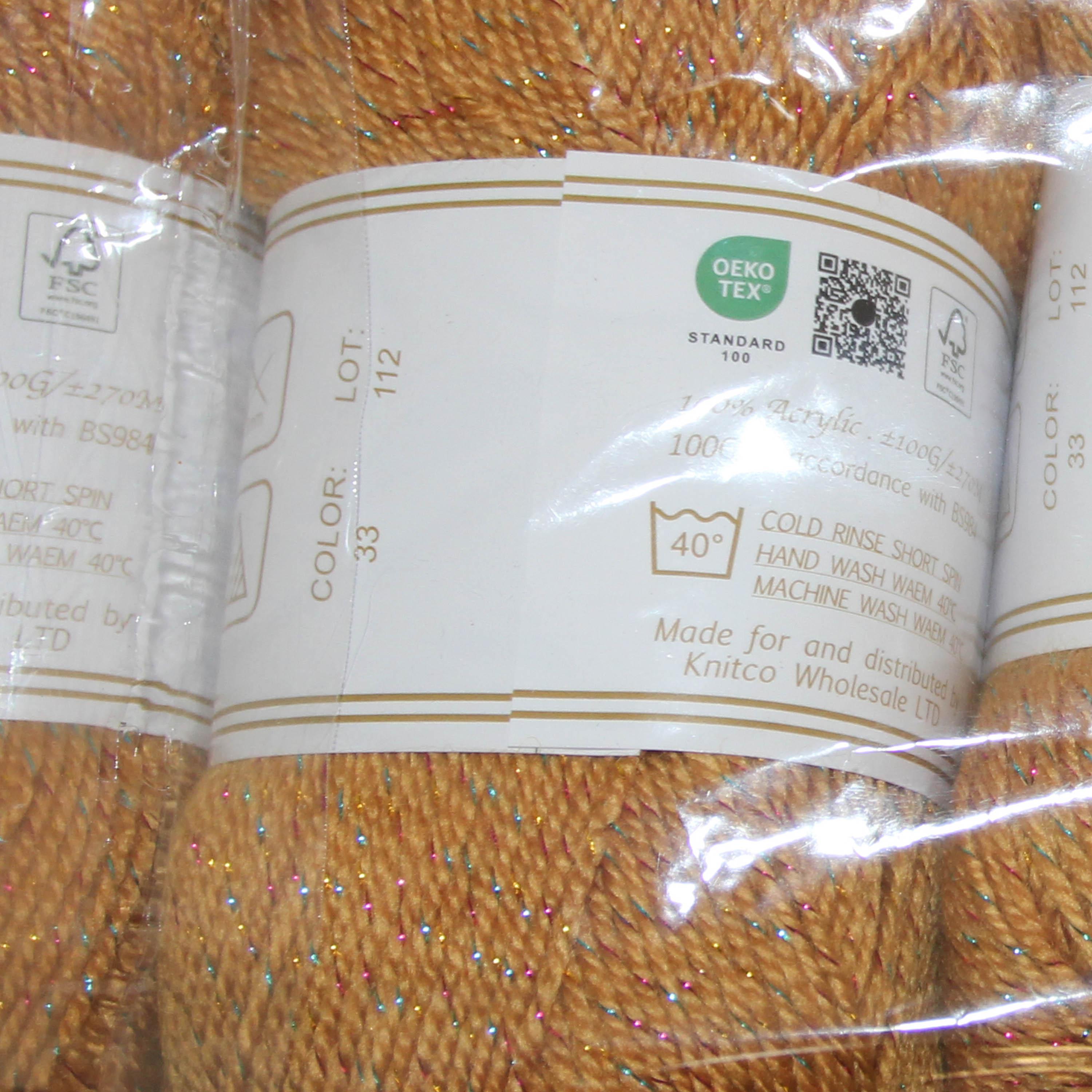 Knit co Glittery PACK OF 5 Yarn / Glitter DK - 100g