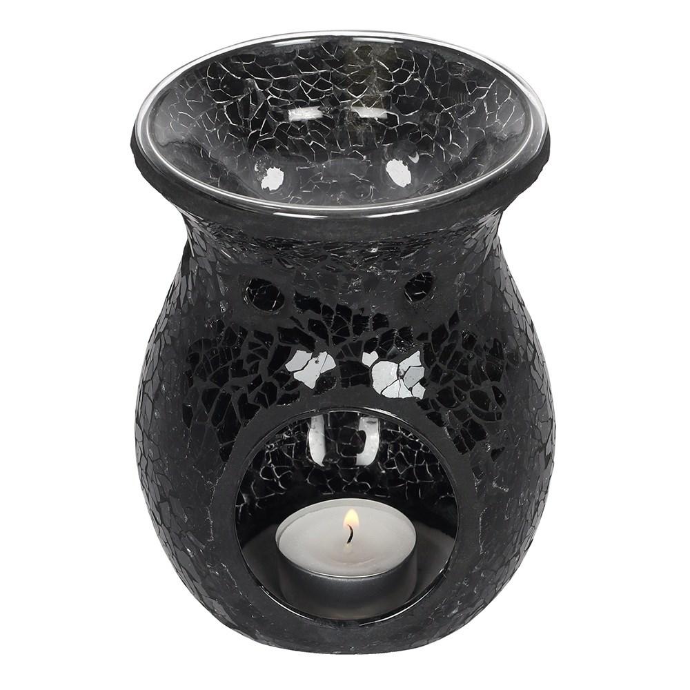 Large Black Crackle Oil Burner And Wax Warmer