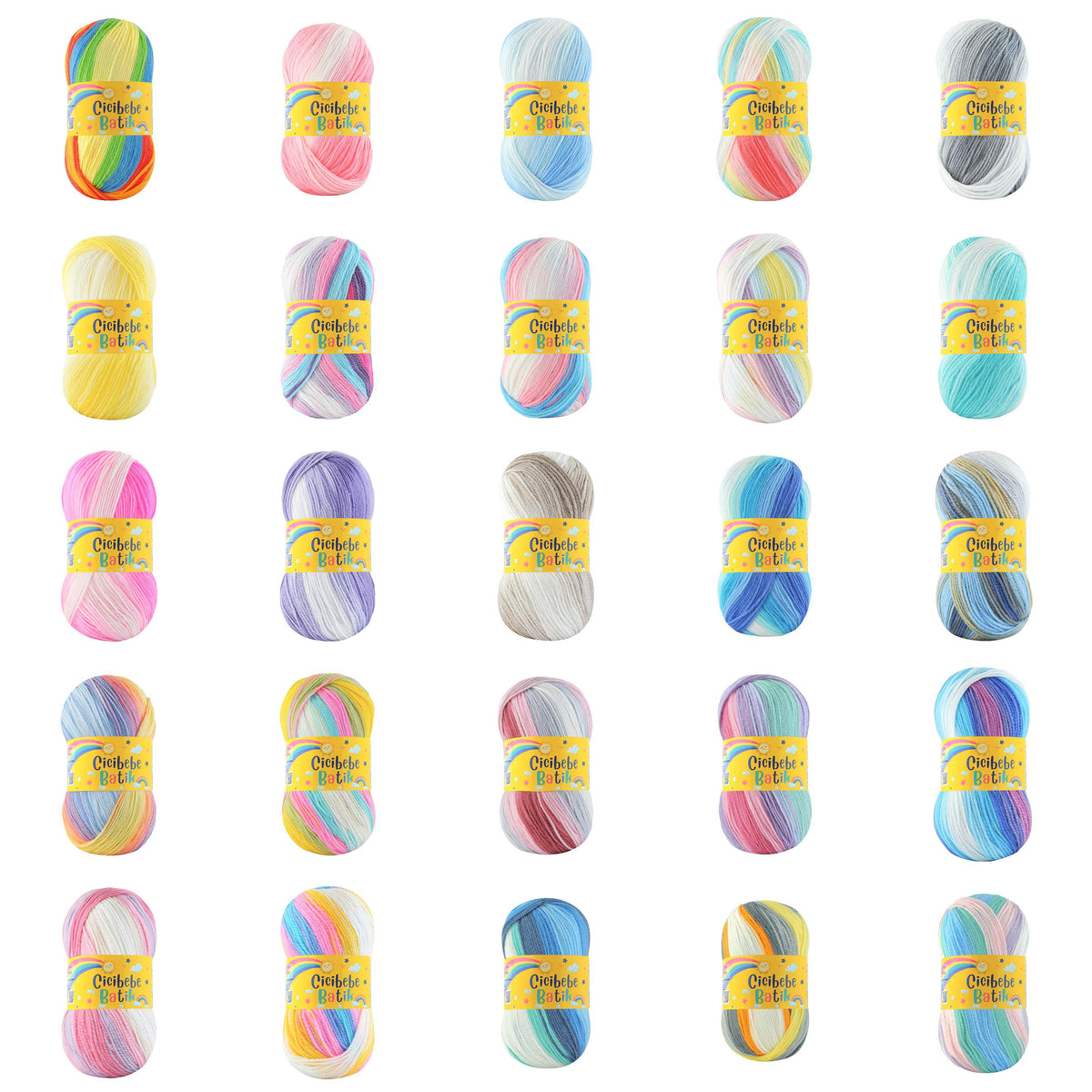 Pack of 5 Cicibebe Batik, 100g, 100% Acrylic, 360m
