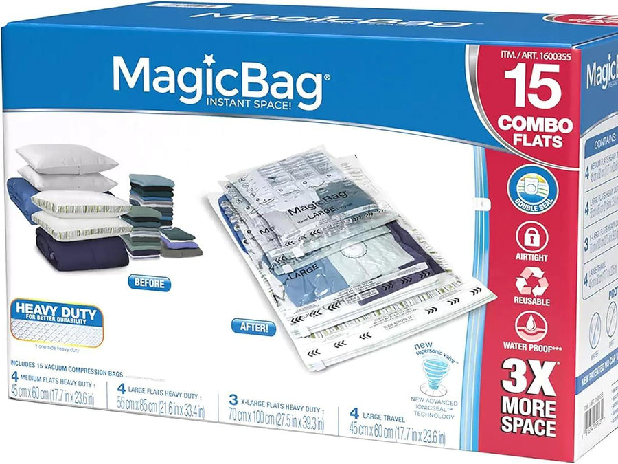 Magic Bags  15-Pack Vacuum Sealing Storage Bags | Space-Saving & Airtight