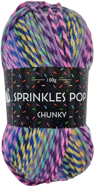 Cygnet Sprinkles pop DK - 100g Ball - Rainbow Sherbert