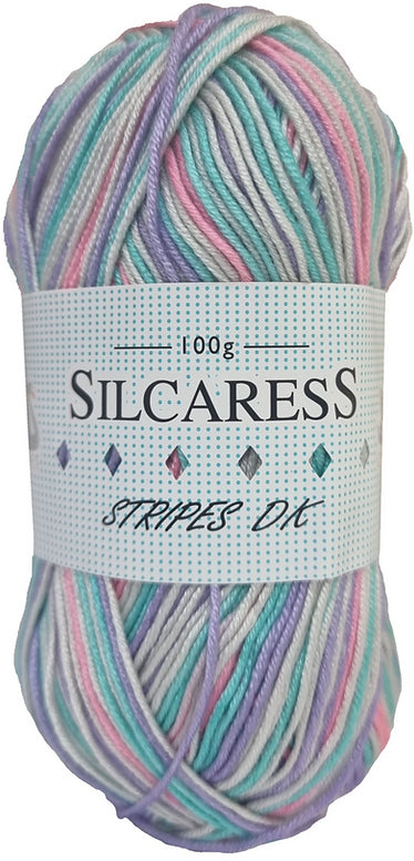 Cygnet Silcaress stripes DK - 100g ball - Aqua Vista