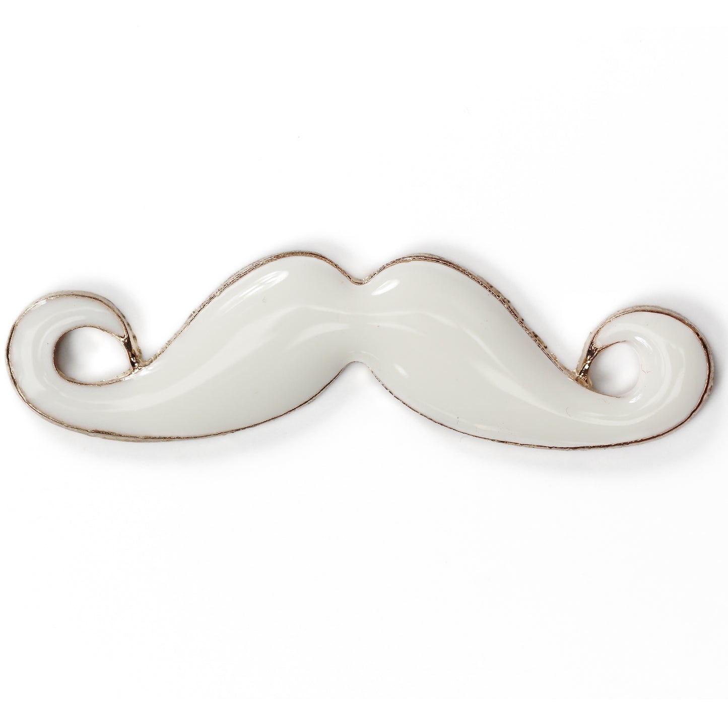 Moustache gold coloured alloy white enamel decoden