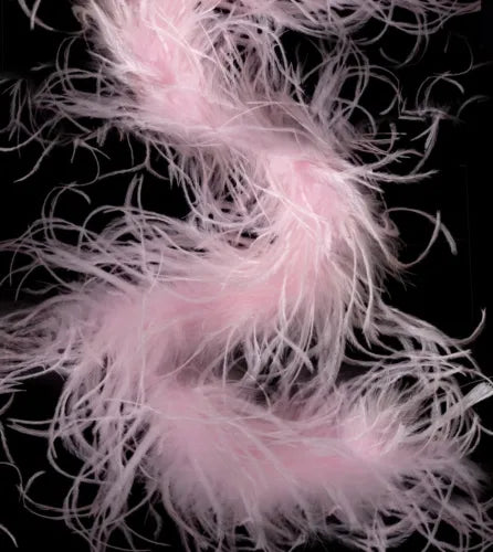 1 Yard - Marabou Swansdown Feather Trim with Ostrich Wisps - Pink