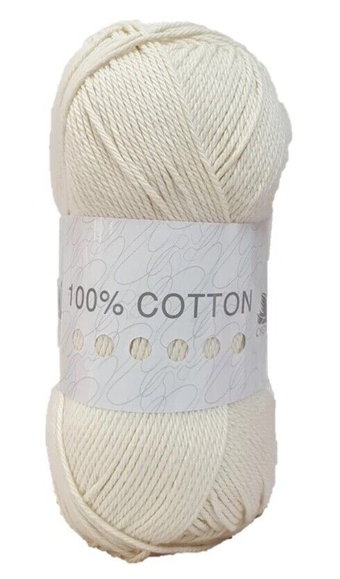 Cygnet 100% COTTON DK Knitting Yarn / Wool - 100g Double Knit Ball - Vanilla Cream