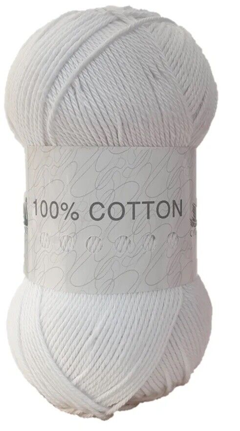 Cygnet 100% COTTON DK Knitting Yarn / Wool - 100g Double Knit Ball - White