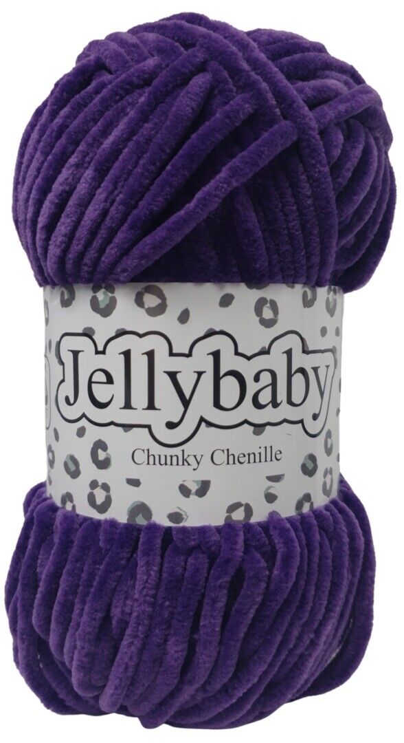 Cygnet JELLYBABY Supersoft Chenille Chunky Knitting Crochet / Yarn - 100g Ball - Deep Violet