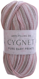 Cygnet PURE BABY PRINTS DK Knitting Yarn / Wool - 100g - Misty Rose