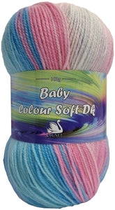 Cygnet BABY COLOUR SOFT DK Knitting Yarn / Wool - 100g - Rose Burst