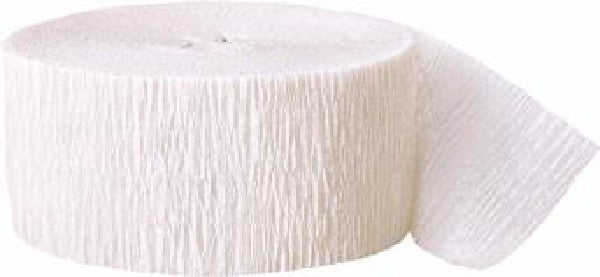 3 x Crepe Paper Rolls 81ft - Streamer Decoration Bunting 24 metres - White