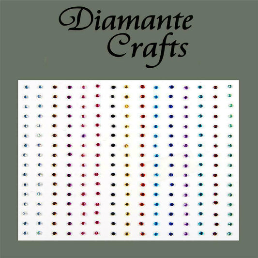 240 x 1mm Mixed Self Adhesive Diamante