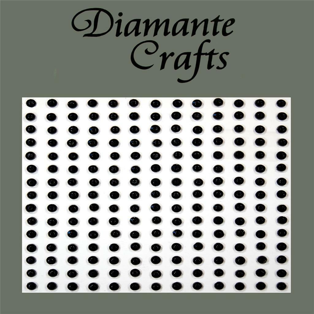 195 x 3mm Black Self Adhesive Diamante