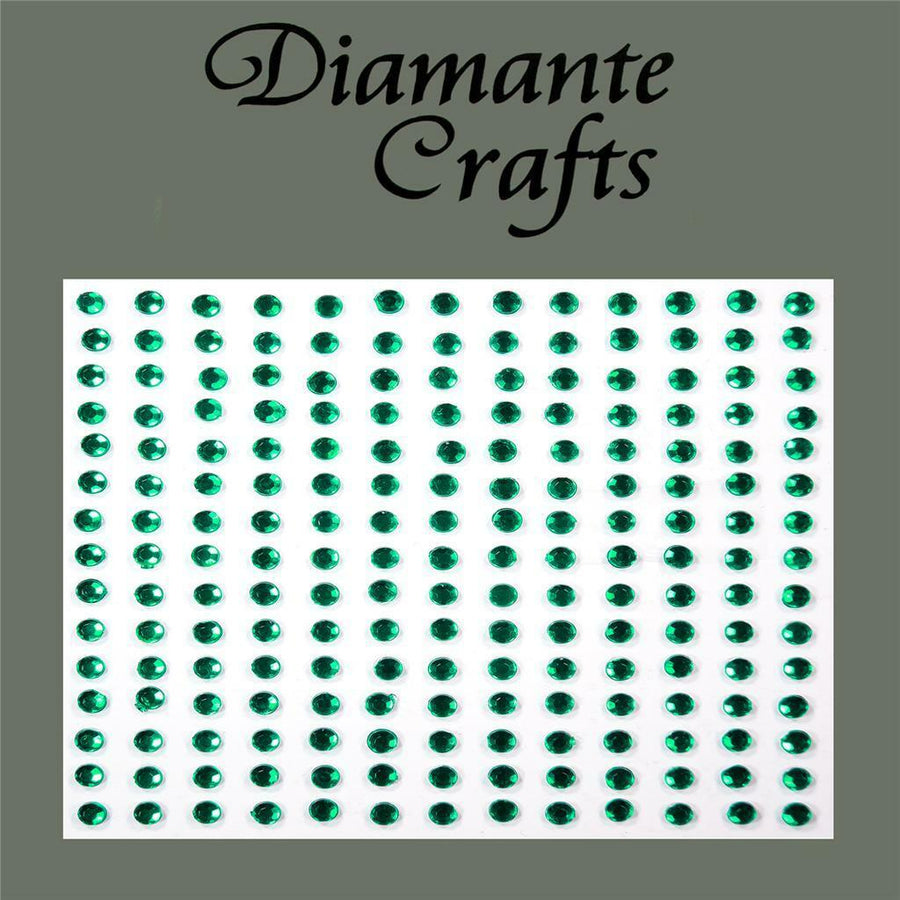 195 x 3mm Dark Green Self Adhesive Diamante