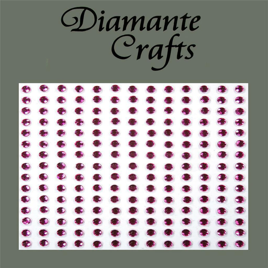 195 x 3mm Hot Pink Self Adhesive Diamante
