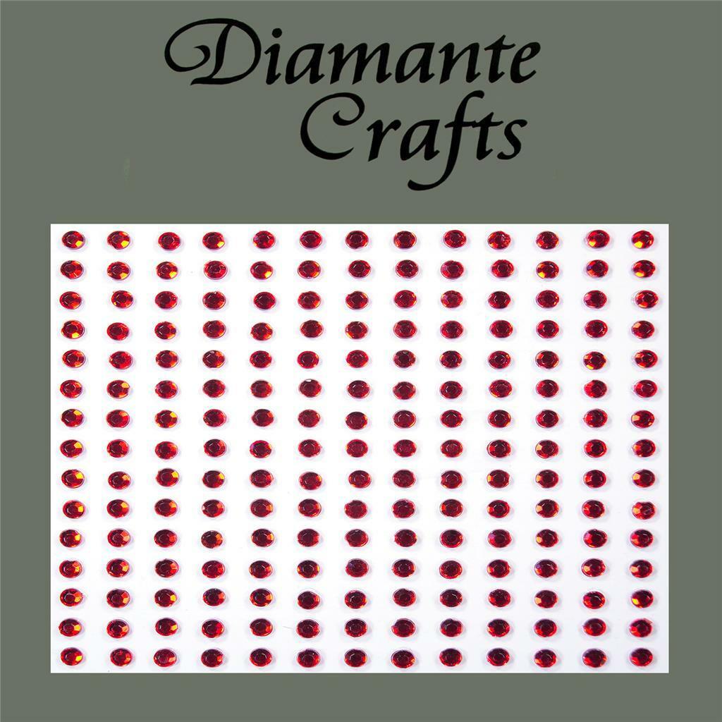 195 x 3mm Red Self Adhesive Diamante