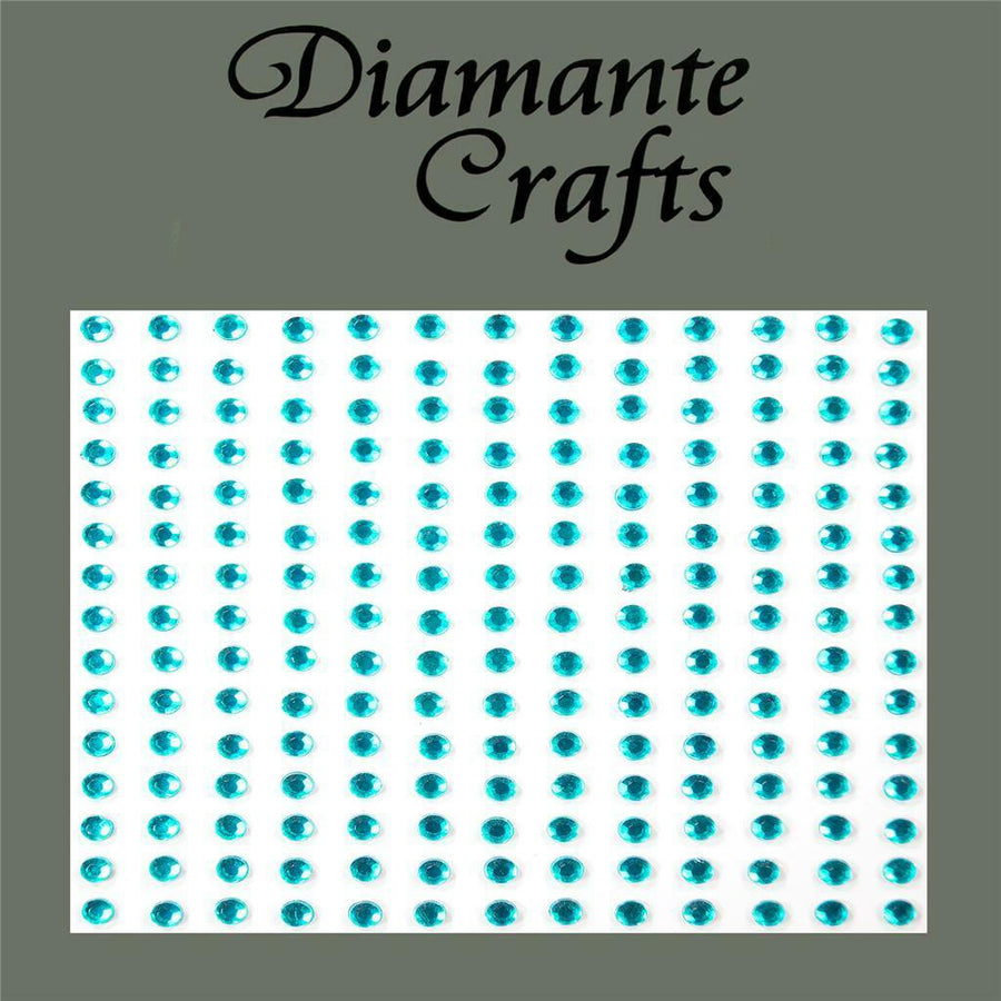 195 x 3mm Turquoise Self Adhesive Diamante