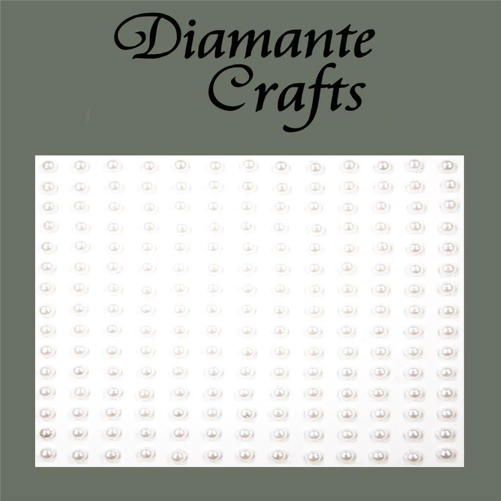 195 x 3mm White Pearl Self Adhesive Diamante