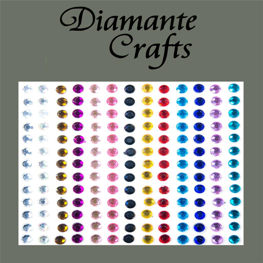 169 x 4mm Mixed Colour Self Adhesive Diamante