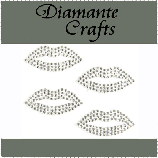 4 x 34mm Clear Diamante Lips Self Adhesive Diamante