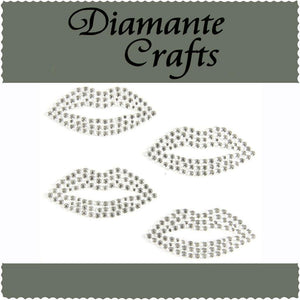 4 x 34mm Clear Diamante Lips Self Adhesive Diamante