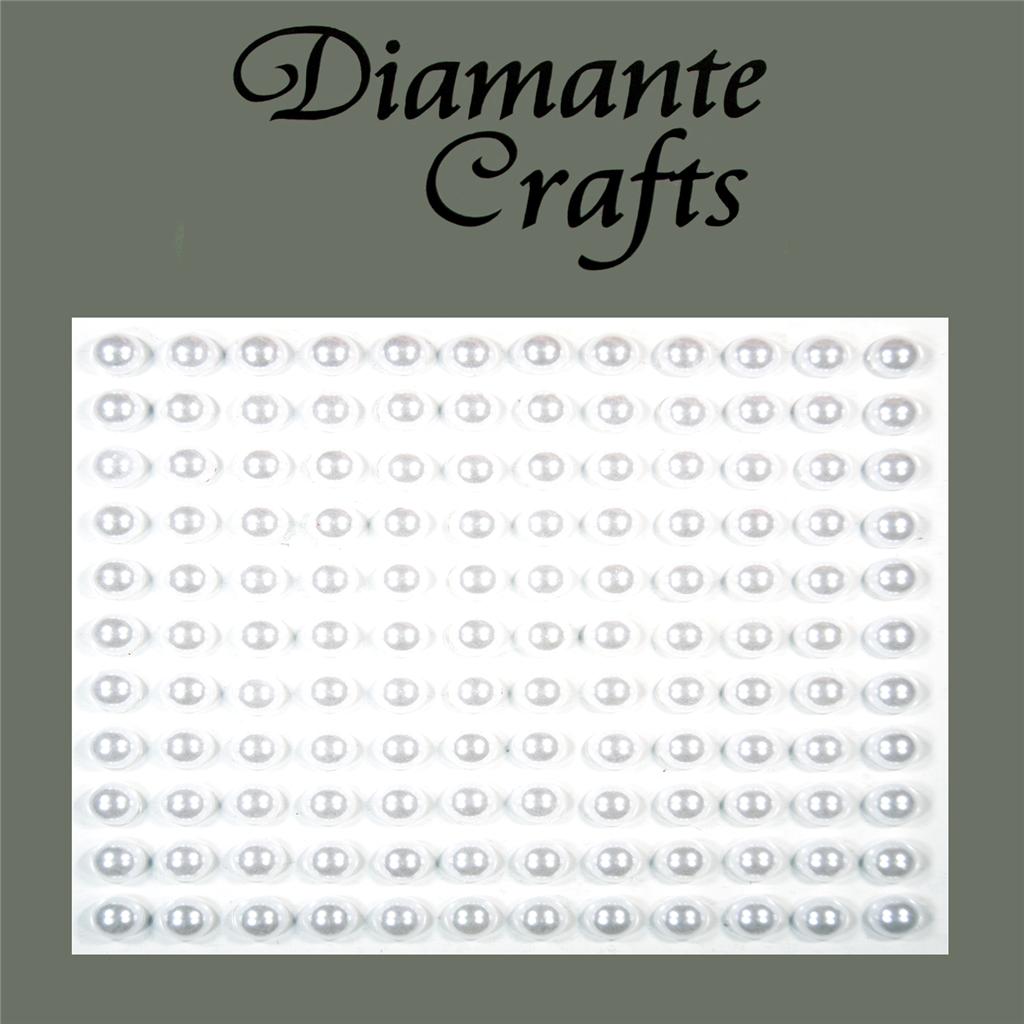 132 x 5mm White Pearl Self Adhesive Diamante