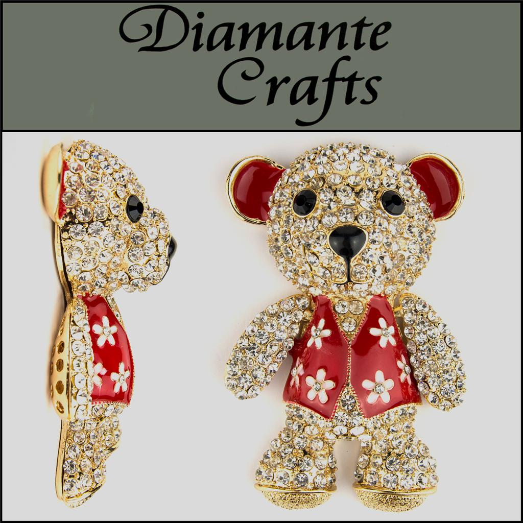 3D Diamantes Rhinestone Red Teddy
