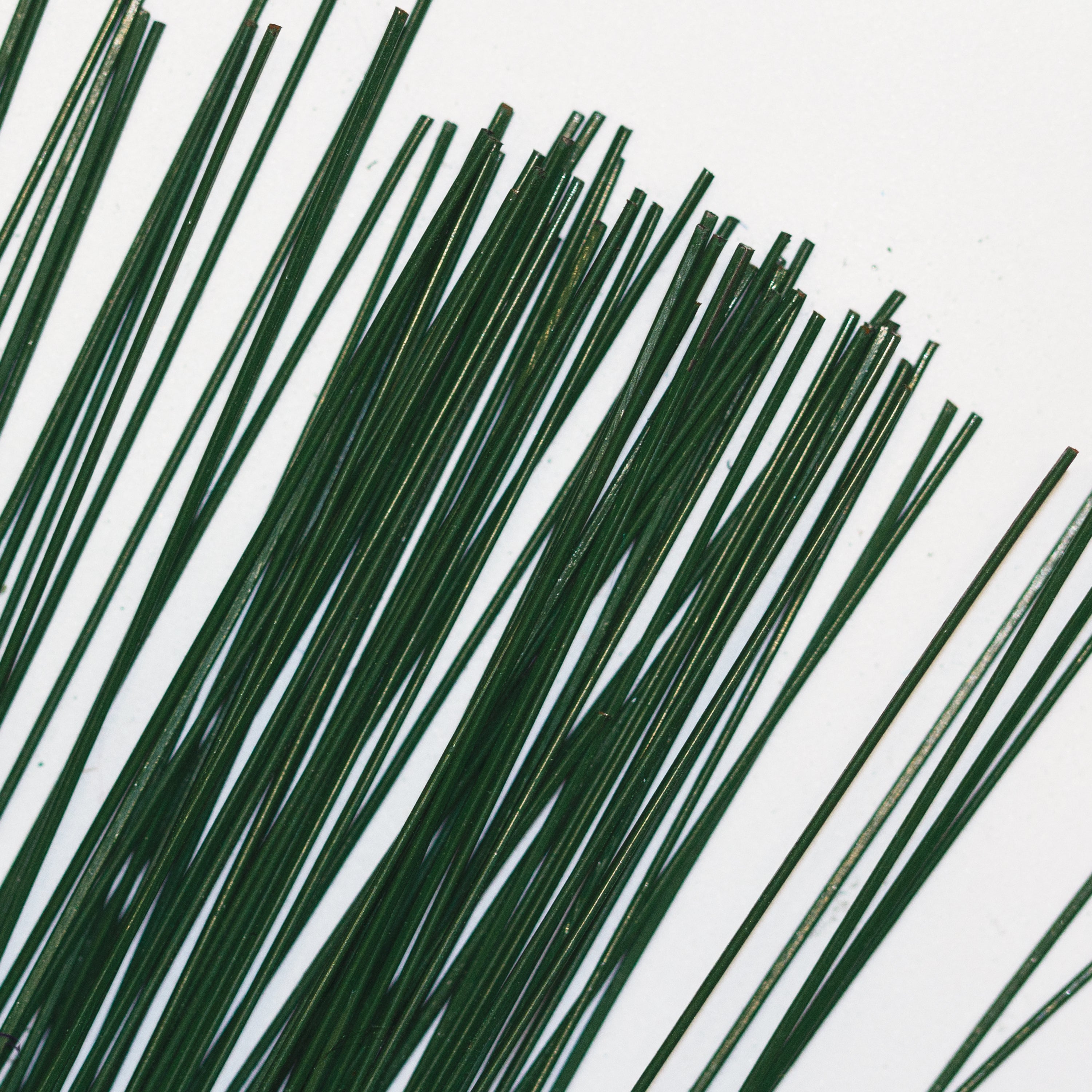 Green Stub Wire Florist Wires - (Choose Gauge) - 14"