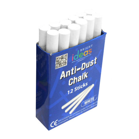 Chalk 12 Sticks - Playground Pub Art Craft Kids School - White